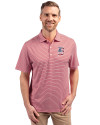 Detroit Tigers Stars & Stripes Cutter & Buck Forge Eco Double Stripe Stretch Recycled Mens Big &Tall Polo Cardinal Red/White Front Thumbnail Image