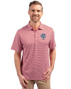 Milwaukee Brewers Stars & Stripes Cutter & Buck Forge Eco Double Stripe Stretch Recycled Mens Polo Cardinal Red/White Front Thumbnail Image