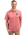 Milwaukee Brewers Stars & Stripes Cutter & Buck Forge Eco Double Stripe Stretch Recycled Mens Polo Red/White Front Thumbnail Image
