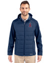 Los Angeles Angels Cutter & Buck Evoke Hybrid Eco Softshell Recycled Full Zip Mens Big & Tall Hooded Jacket Navy Blue Front Thumbnail Image