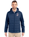 Boston Red Sox Stars & Stripes Cutter & Buck Evoke Hybrid Eco Softshell Recycled Full Zip Mens Big & Tall Hooded Jacket Navy Blue Front Thumbnail Image
