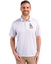 Los Angeles Dodgers Stars & Stripes Cutter & Buck Pike Eco Symmetry Print Stretch Recycled Mens Big & Tall Polo White/Polished Front Thumbnail Image