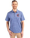 Chicago Cubs Cutter & Buck Forge Eco Heather Stripe Stretch Recycled Mens Big & Tall Polo Tour Blue Heather Front Thumbnail Image