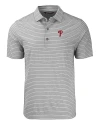 Philadelphia Phillies Cutter & Buck Forge Eco Heather Stripe Stretch Recycled Mens Big & Tall Polo Elemental Grey Heather Mannequin Thumbnail Image