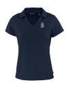 Seattle Mariners Stars & Stripes Cutter & Buck Daybreak Eco Recycled Womens V-neck Polo Navy Blue Mannequin Thumbnail Image