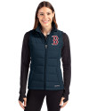 Boston Red Sox Cutter & Buck Evoke Hybrid Softshell Recycled Womens Full Zip Vest Navy Blue Front Thumbnail Image