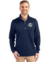 Miami Dolphins Cutter & Buck Traverse Stretch Eco Quarter Zip Mens Pullover Liberty Navy Front Thumbnail Image