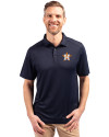 Houston Astros Cutter & Buck Forge Eco Stretch Recycled Mens Polo Navy Blue Front Thumbnail Image