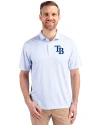 Tampa Bay Rays Cutter & Buck Pike Eco Symmetry Print Stretch Recycled Mens Polo White/Atlas Front Thumbnail Image