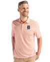 Detroit Tigers Cutter & Buck Pike Eco Symmetry Print Stretch Recycled Mens Polo White/College Orange Front Thumbnail Image