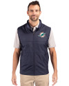 Miami Dolphins Cutter & Buck Stealth Hybrid Quilted Mens Windbreaker Vest Liberty Navy Front Thumbnail Image
