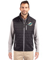 Miami Dolphins Cutter & Buck Rainier PrimaLoft® Mens Eco Insulated Full Zip Puffer Vest Black Front Thumbnail Image