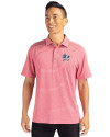 Miami Marlins Stars & Stripes Cutter & Buck Forge Eco Heather Stripe Stretch Recycled Mens Polo Cardinal Red Heather Front Thumbnail Image
