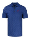 Philadelphia Phillies Cutter & Buck Pike Eco Pebble Print Stretch Recycled Mens Polo Navy Blue Mannequin Thumbnail Image