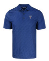 Texas Rangers Stars & Stripes Cutter & Buck Pike Eco Pebble Print Stretch Recycled Mens Polo Navy Blue Mannequin Thumbnail Image