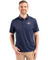 Toronto Blue Jays Cutter & Buck Pike Eco Tonal Geo Print Stretch Recycled Mens Polo Navy Blue Front Thumbnail Image