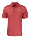 View image 3: Baltimore Orioles Stars & Stripes Cutter & Buck Pike Eco Tonal Geo Print Stretch Recycled Mens Polo Cardinal Red Mannequin