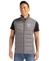 New York Yankees Cutter & Buck Evoke Hybrid Softshell Recycled Mens Full Zip Vest Elemental Grey Front Thumbnail Image