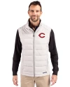 Cincinnati Reds Cutter & Buck Evoke Hybrid Softshell Recycled Mens Full Zip Vest CONCRETE Front Thumbnail Image