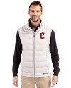 View image 1: Cleveland Guardians - Cutter & Buck Evoke Recycled Honeycomb Fleece Mens Hybrid Full Zip Vest CONCRETE Front