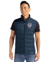 Milwaukee Brewers Stars & Stripes Cutter & Buck Evoke Hybrid Softshell Recycled Mens Full Zip Vest Navy Blue Front Thumbnail Image