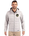 Milwaukee Brewers Cutter & Buck Evoke Hybrid Softshell Recycled Full Zip Mens Hooded Jacket CONCRETE Front Thumbnail Image