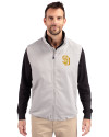 San Diego Padres Cutter & Buck Charter Eco Recycled Mens Full-Zip Vest Polished Medium Gray Front Thumbnail Image