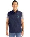 Seattle Mariners Cutter & Buck Charter Eco Recycled Mens Full-Zip Vest Navy Blue Front Thumbnail Image