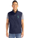 Seattle Mariners Cutter & Buck Charter Eco Recycled Mens Full-Zip Vest Navy Blue Front Thumbnail Image