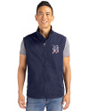 View image 1: Detroit Tigers Stars & Stripes Cutter & Buck Charter Recycled Packable Mens Full Zip Vest Navy Blue Front