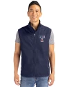 View image 1: Texas Rangers Stars & Stripes Cutter & Buck Charter Recycled Packable Mens Full Zip Vest Navy Blue Front