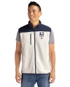 New York Mets Stars & Stripes Cutter & Buck Cascade Eco Fleece Mens Vest Shell/Navy Blue Front Thumbnail Image