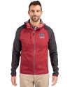St. Louis Cardinals Stars & Stripes Cutter & Buck Mainsail Full Zip Hooded Mens Jacket Cardinal Red Heather/Charcoal Heather Front Thumbnail Image