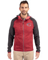 Cincinnati Reds Stars & Stripes Cutter & Buck Mainsail Full Zip Hooded Mens Jacket Cardinal Red Heather/Charcoal Heather Front Thumbnail Image