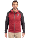 Philadelphia Phillies Stars & Stripes Cutter & Buck Mainsail Full Zip Hooded Mens Jacket Cardinal Red Heather/Charcoal Heather Front Thumbnail Image