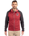 Minnesota Twins Stars & Stripes Cutter & Buck Mainsail Full Zip Hooded Mens Jacket Cardinal Red Heather/Charcoal Heather Front Thumbnail Image