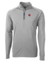 Nebraska Cornhuskers College Vault Cutter & Buck Adapt Eco Knit Stretch Recycled Mens Big and Tall Quarter Zip Pullover Polished Medium Gray Mannequin Thumbnail Image