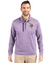 Minnesota Vikings Cutter & Buck Stealth Heathered Quarter Zip Mens Pullover College Purple Front Thumbnail Image