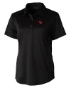 Nebraska Cornhuskers College Vault Cutter & Buck Prospect Eco Textured Stretch Recycled Womens Short Sleeve Polo Black Mannequin Thumbnail Image