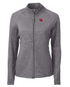 Nebraska Cornhuskers College Vault Cutter & Buck Adapt Eco Knit Heather Recycled Womens Full Zip Black Heather Mannequin Thumbnail Image