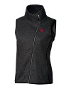 Nebraska Cornhuskers College Vault Cutter & Buck Mainsail Sweater Knit Womens Asymmetrical Vest Charcoal Heather Mannequin Thumbnail Image