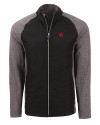 Nebraska Cornhuskers College Vault Cutter & Buck Adapt Eco Knit Hybrid Recycled Mens Full Zip Jacket Black Heather/Black Mannequin Thumbnail Image