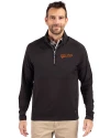 Idaho State Bengals College Vault Cutter & Buck Adapt Eco Knit Hybrid Recycled Mens Quarter Zip Black Front Thumbnail Image