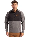 Idaho State Bengals College Vault Cutter & Buck Adapt Eco Knit Hybrid Recycled Mens Quarter Zip Black Heather/Black Front Thumbnail Image
