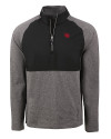 Nebraska Cornhuskers College Vault Cutter & Buck Adapt Eco Knit Hybrid Recycled Mens Quarter Zip Black Heather/Black Mannequin Thumbnail Image