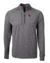 Nebraska Cornhuskers College Vault Cutter & Buck Adapt Eco Knit Heather Mens Quarter Zip Pullover Black Heather Mannequin Thumbnail Image
