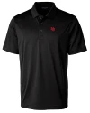 Nebraska Cornhuskers College Vault Cutter & Buck Prospect Eco Textured Stretch Recycled Mens Short Sleeve Polo Black Mannequin Thumbnail Image
