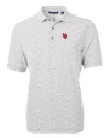 Nebraska Cornhuskers College Vault Cutter & Buck Virtue Eco Pique Botanical Print Recycled Mens Polo Polished Medium Gray Mannequin Thumbnail Image