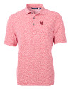 Nebraska Cornhuskers College Vault Cutter & Buck Virtue Eco Pique Botanical Print Recycled Mens Polo Red Mannequin Thumbnail Image