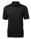 Nebraska Cornhuskers College Vault Cutter & Buck Virtue Eco Pique Tile Print Recycled Mens Polo Black Mannequin Thumbnail Image